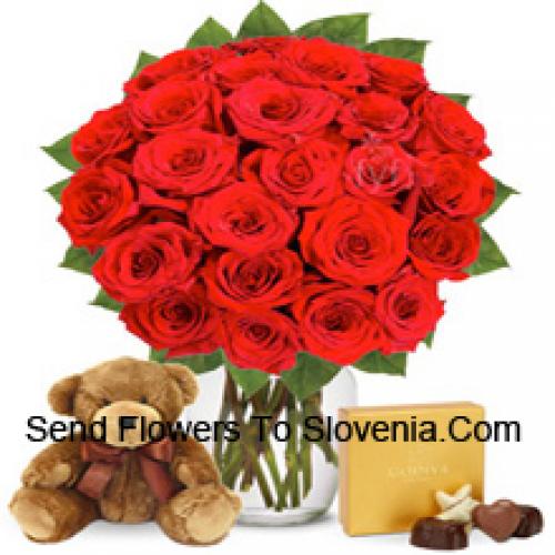 31 Red Roses with Imported Chocolates and Teddy