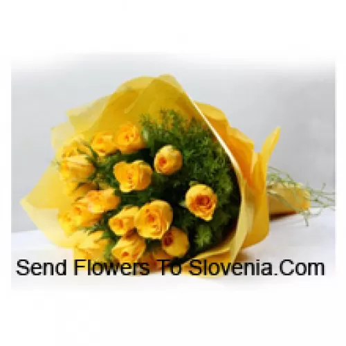 Bunch Of 19 Yellow Roses With Seasonal Fillers