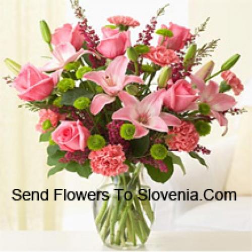 Cute Pink Roses, Carnations and Lilies