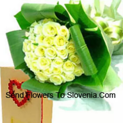 Bunch Of 51 Yellow Roses With A Free Greeting Card