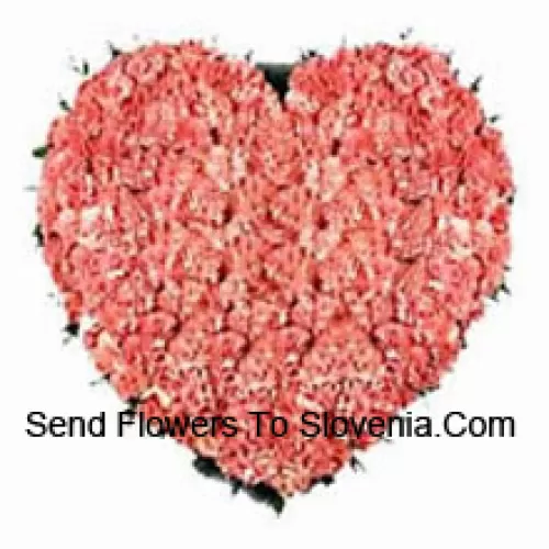 Heart Shaped Arrangement Of 101 Pink Carnations