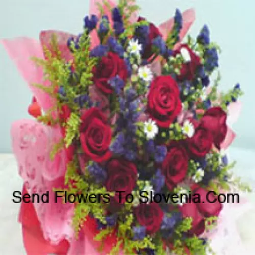 Beautifully Wrapped Bunch Of 11 Red Roses