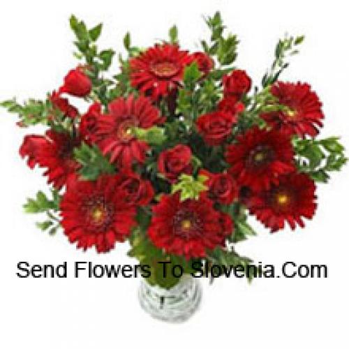 Cute Roses and Gerberas in Vase