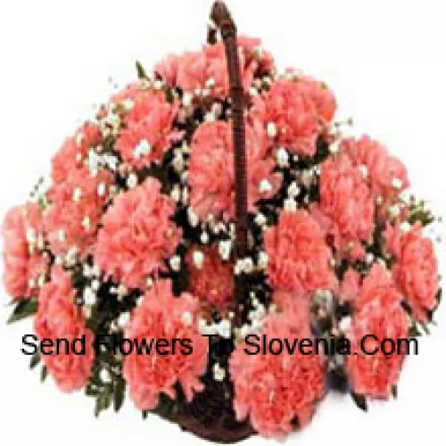 Basket Of 25 Pink Carnations