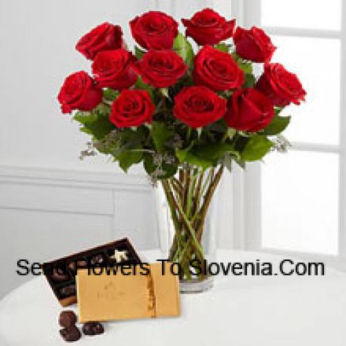 11 Red Roses with Yummy Godiva Chocolates